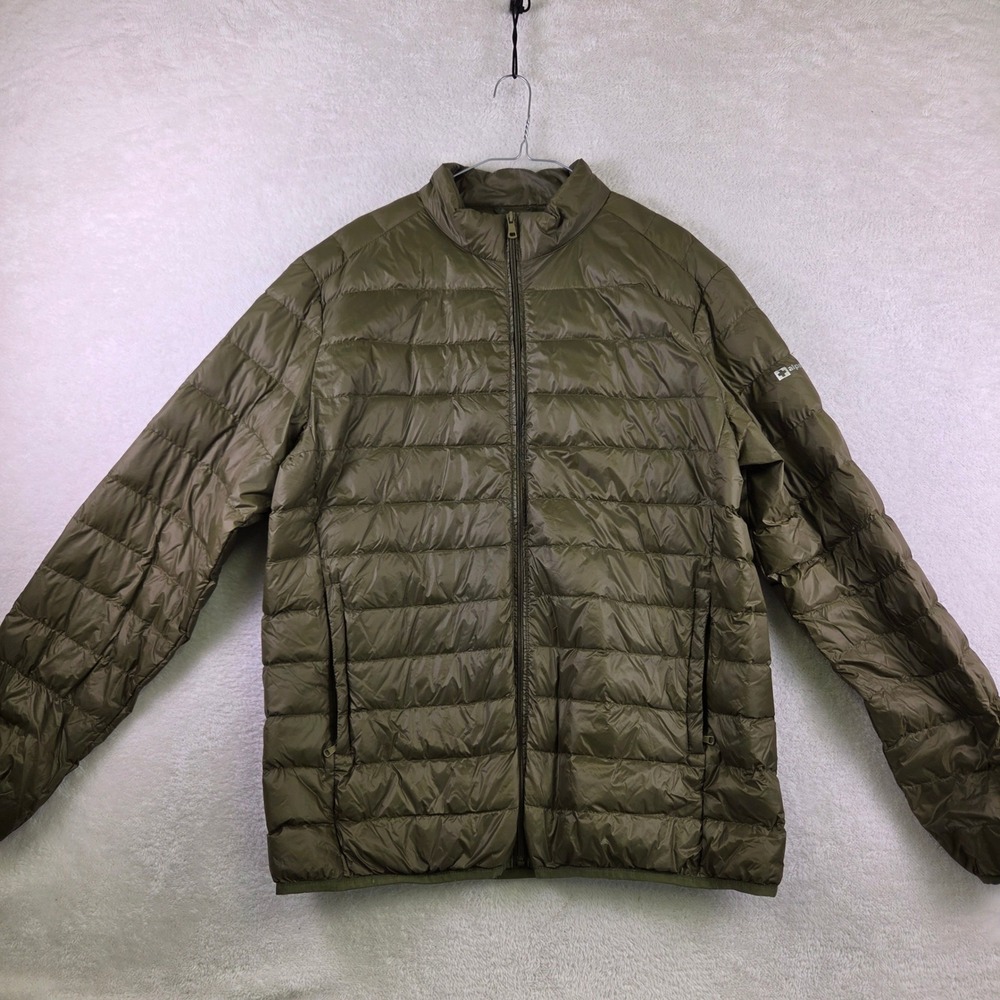 Alpine Swiss Mens XL Ultra Light Puffer Jacket Olive Green Quilted Full Zip 4387